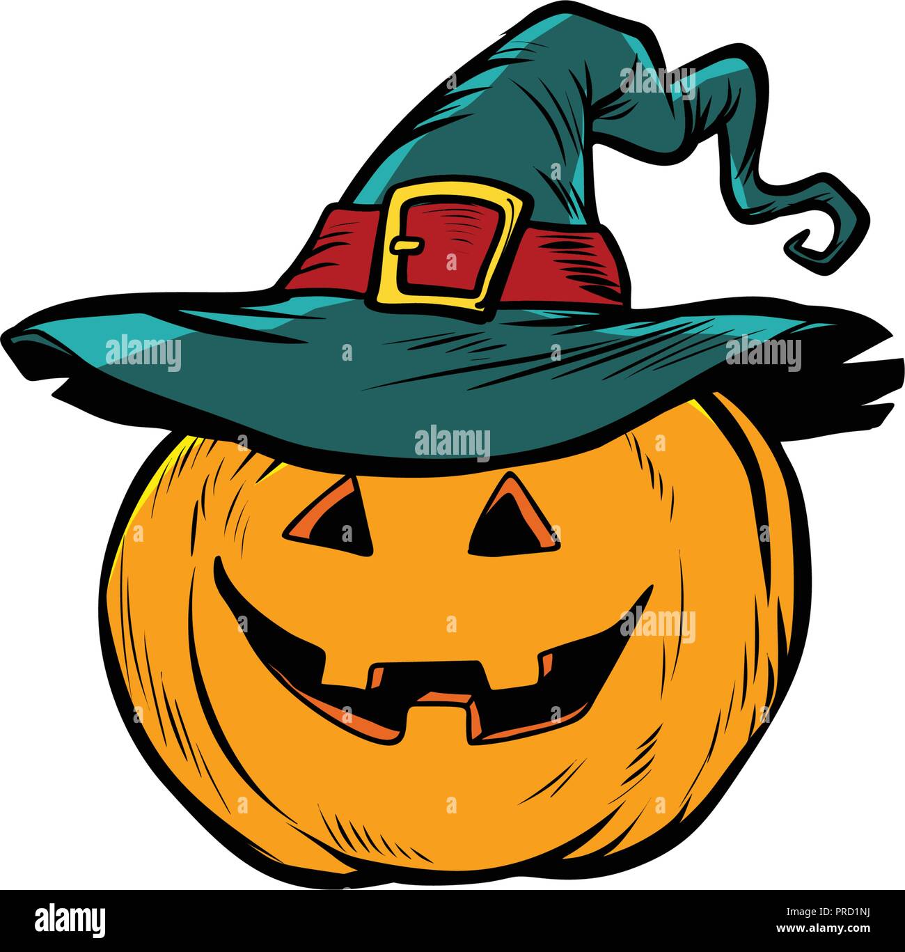 Halloween Citrouille avec Chapeau Illustration de Vecteur