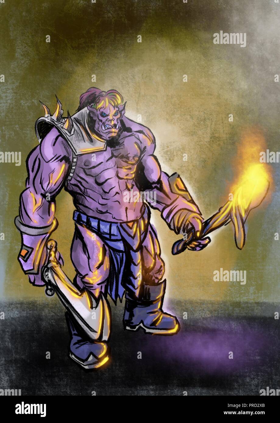 Fantasy illustration orc Banque D'Images