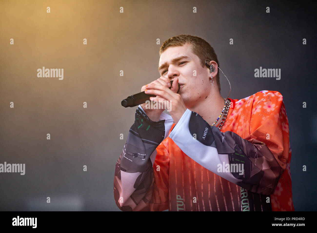Le Danemark, Roskilde - Juillet 5, 2018. Le rappeur norvégien Cezinando effectue un concert live au cours de la Danish music festival Festival de Roskilde en 2018. (Photo crédit : Gonzales Photo - Kasper Maansson). Banque D'Images