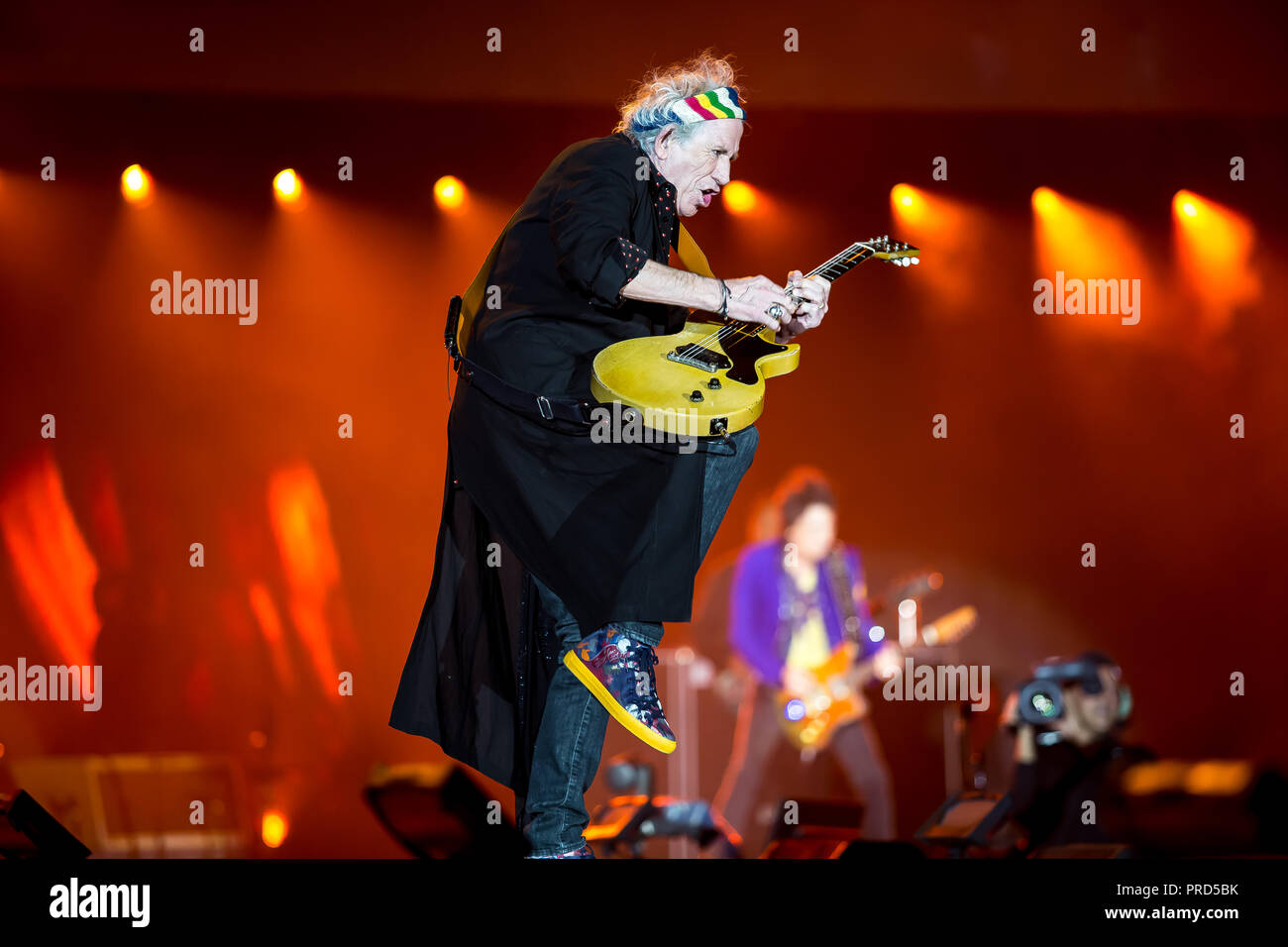 Danemark, copenhague - le 3 octobre 2017.Les Rolling Stones, le légendaire  groupe de rock anglais, effectue un concert live à Telia Parken de  Copenhague. Ici, chanteuse et compositrice Mick Jagger est vu