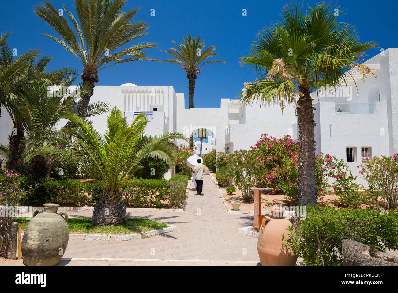 Djerba, Tunisie - 20 juin 2018 : Hôtel Seabel Aladin Djerba est situé dans une zone touristique, face à la plage sur l'île de Djerba, Tunisie. Banque D'Images
