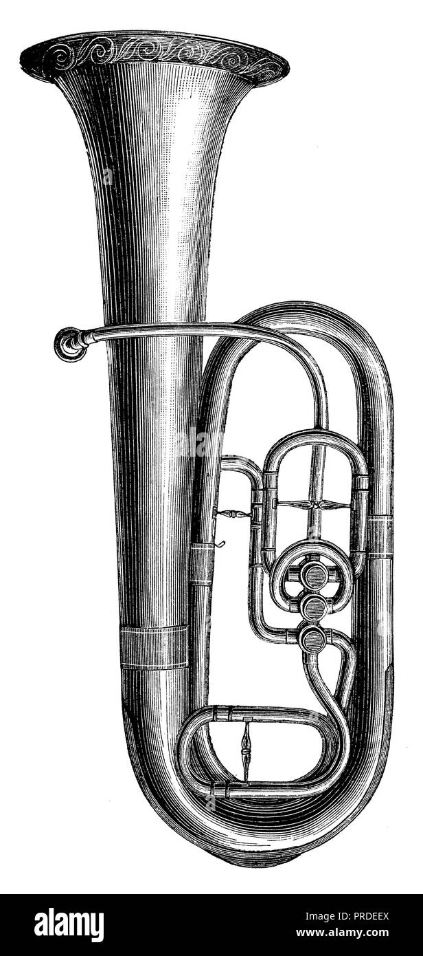 Tuba avec trois soupapes, pompe anonym 1890 Banque D'Images