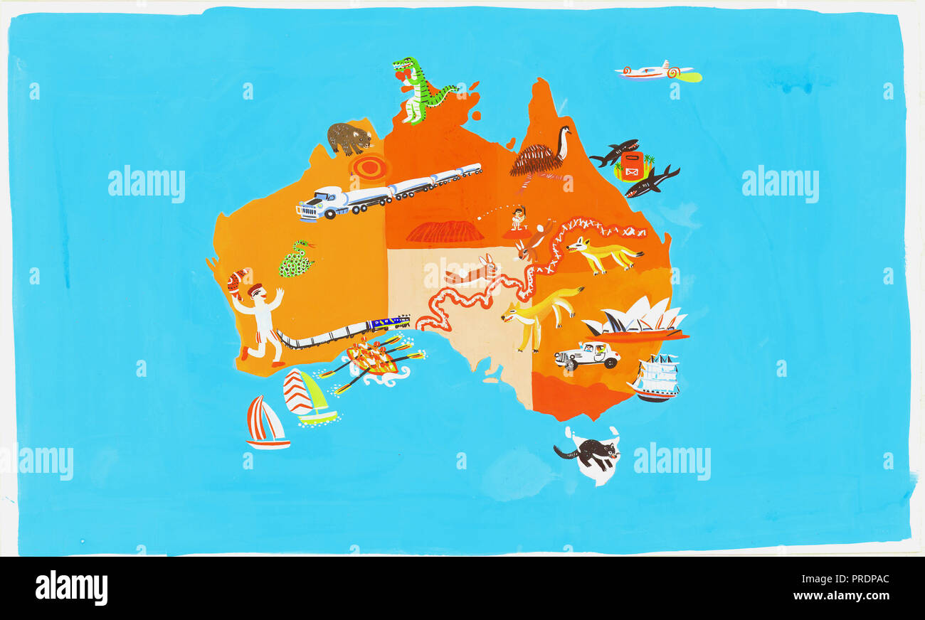 Forme de l'Australie avec des symboles de l'Australie Banque D'Images