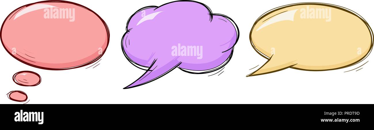 Bulles de texte. Ensemble doodles de couleur Illustration de Vecteur