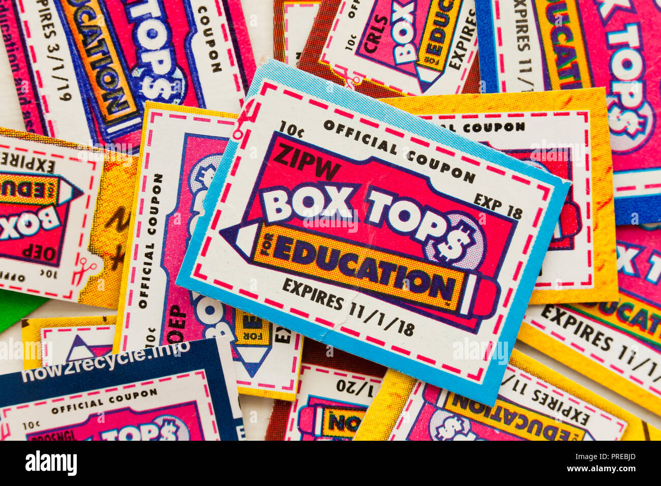 Box Tops for Education coupons - USA Banque D'Images
