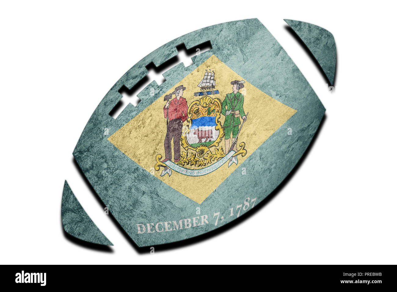 Ballon de Rugby drapeau d'État du Delaware. Ballon de Rugby fond drapeau Delaware Banque D'Images
