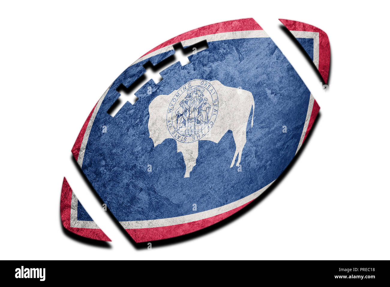 Ballon de Rugby Wyoming state flag. Drapeau Wyoming contexte rugby ball Banque D'Images