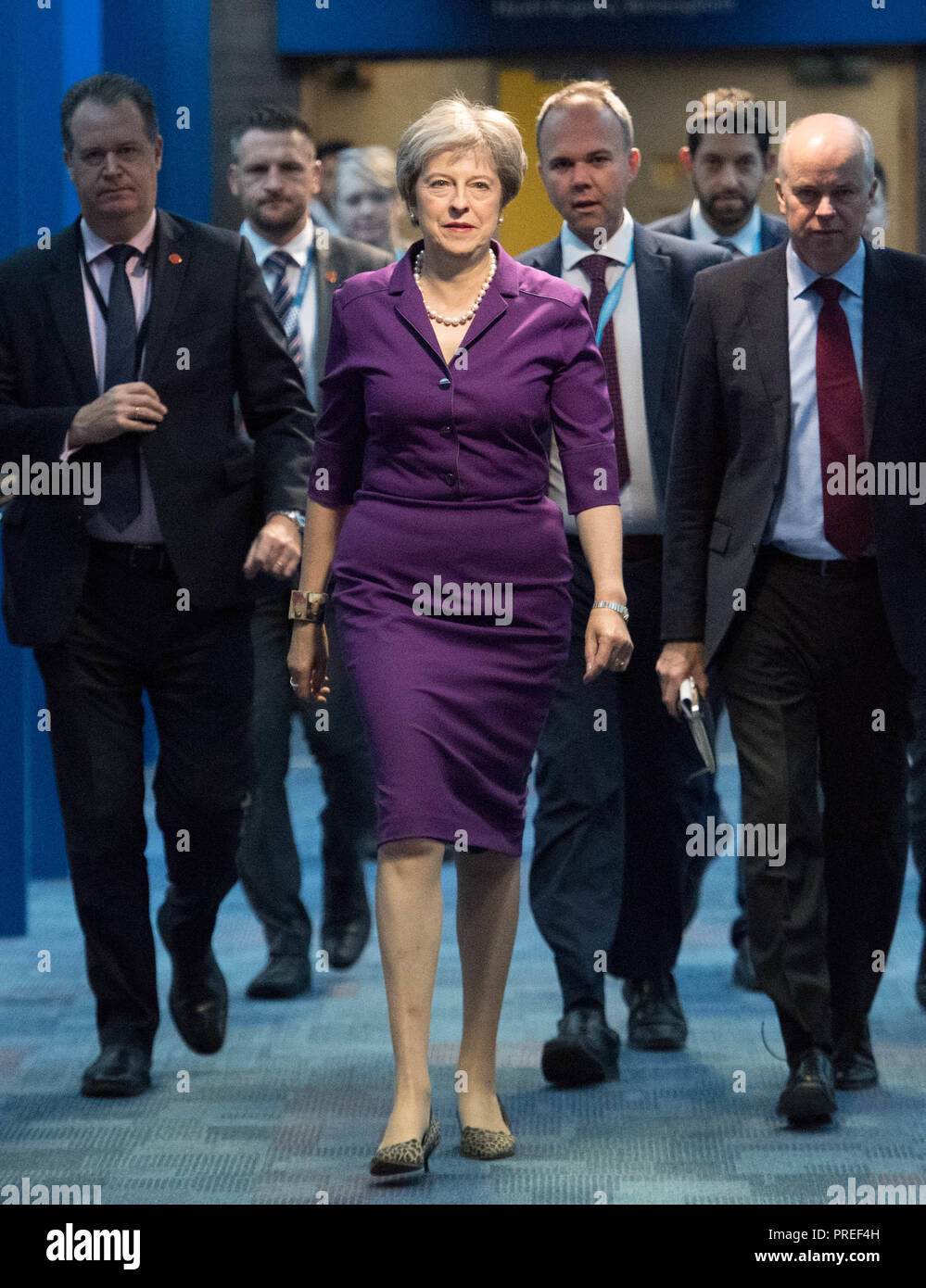 Premier ministre Theresa peut arrive à la conférence annuelle du parti conservateur à l'International Convention Centre, Birmingham. ASSOCIATION DE PRESSE Photo. ASSOCIATION DE PRESSE Photo. Photo date : mardi 2 octobre 2018. Voir histoire de PA principal conservateur. Crédit photo doit se lire : Stefan Rousseau/PA Wire Banque D'Images