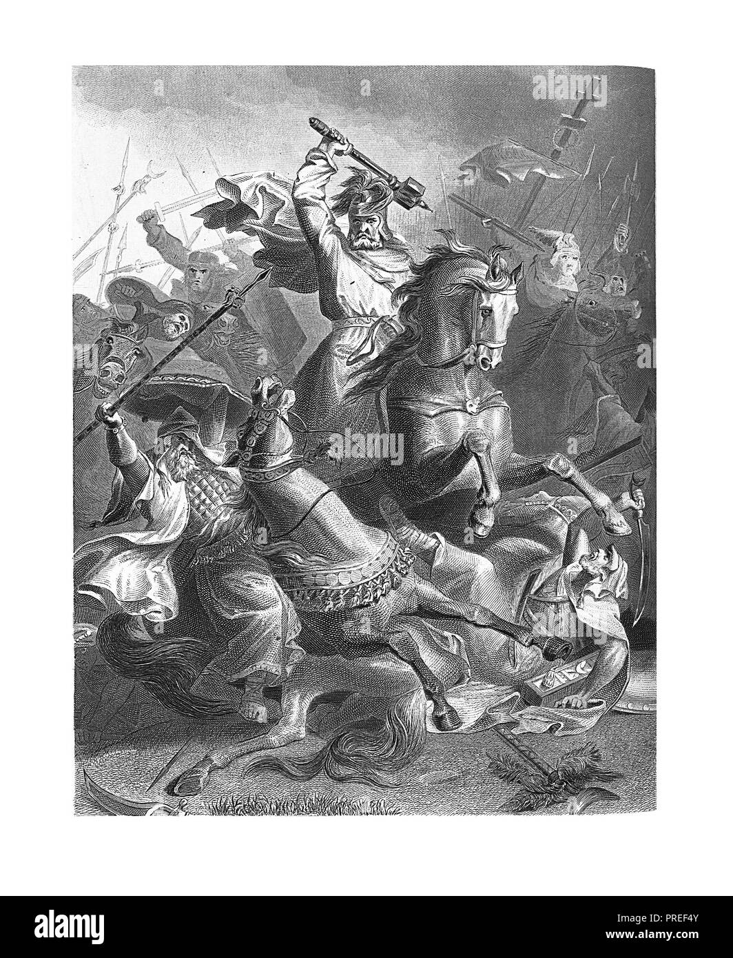 Dessin original de "Charles Martel à tours'. Publié dans histoire illustrée des grandes nations : à partir de la première date du présent t Banque D'Images