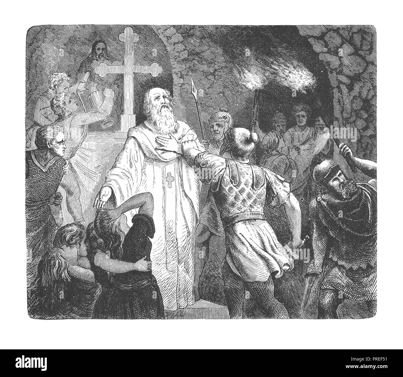Original des chrétiens chassé dans les catacombes. Publié dans Une histoire picturale des grandes nations du monde: Des premières dates à Banque D'Images