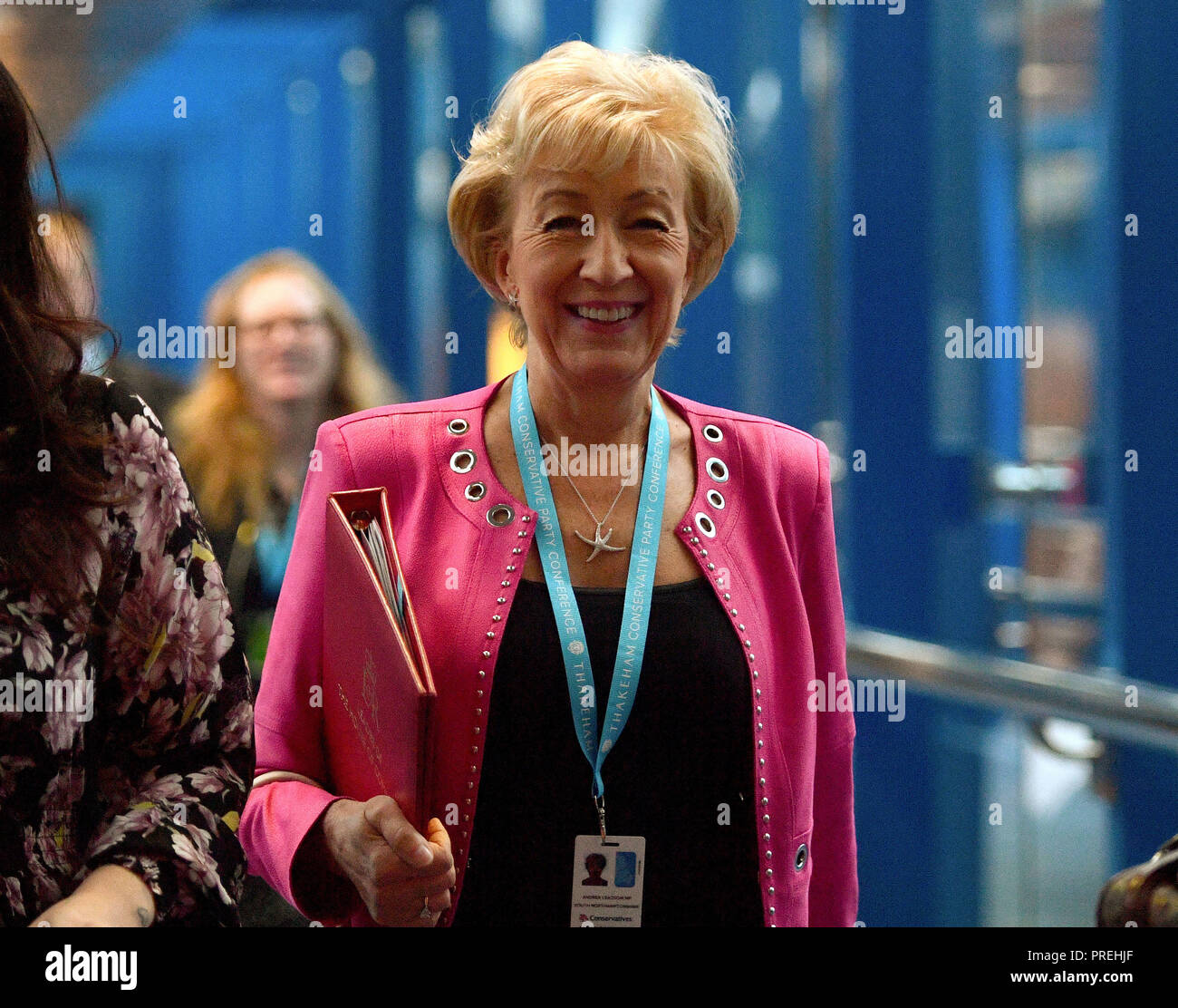 Andrea Leadsom arrive à la conférence annuelle du parti conservateur à l'International Convention Centre, Birmingham. ASSOCIATION DE PRESSE Photo.PRESS ASSOCIATION Photo. Photo date : mardi 2 octobre 2018. Voir histoire de PA principal conservateur. Crédit photo doit se lire : Victoria Jones/PA Wire Banque D'Images