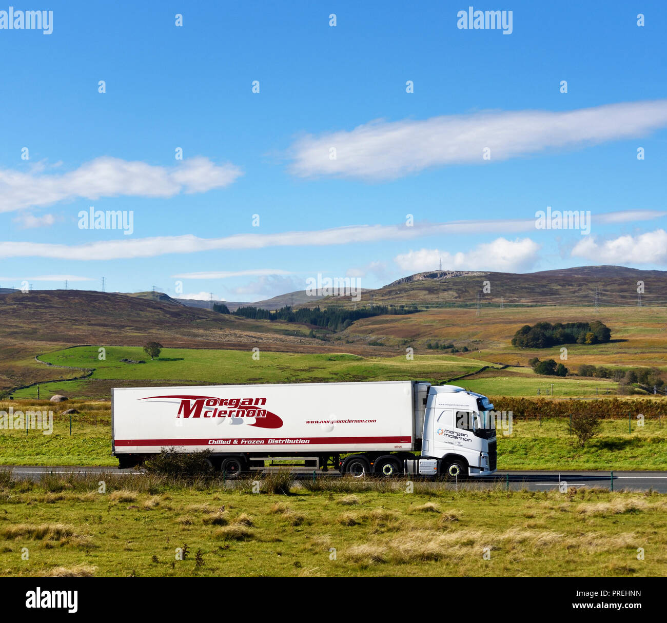 Morgan Mclernon Le VHG. Réfrigérés et congelés de la distribution. M6 chaussée en direction nord, Shap, Cumbria, Angleterre, Royaume-Uni, Europe. Banque D'Images