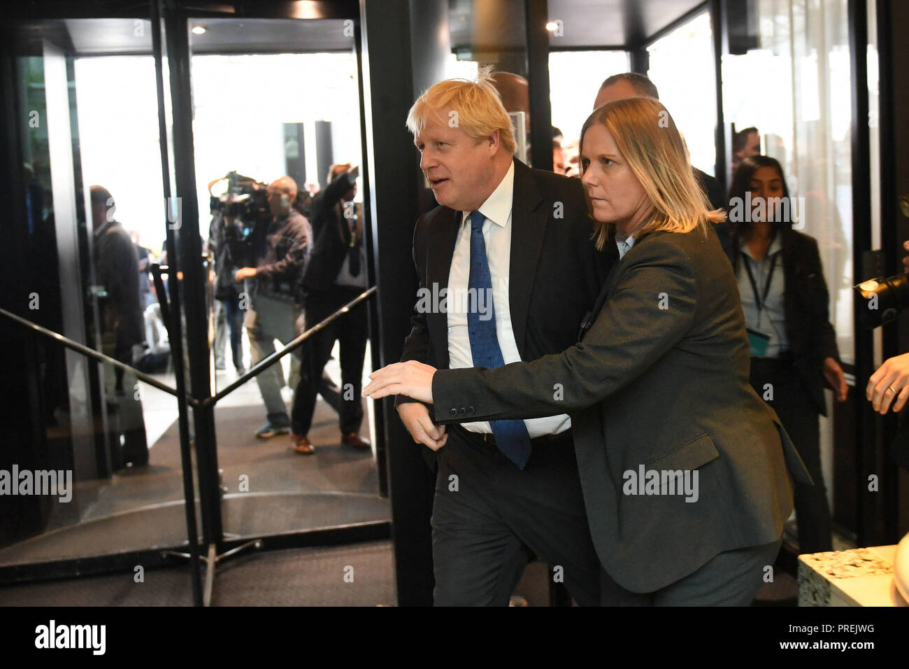 L'ancien ministre des Affaires étrangères, Boris Johnson arrive à la conférence annuelle du parti conservateur à l'International Convention Centre, Birmingham. ASSOCIATION DE PRESSE Photo. ASSOCIATION DE PRESSE Photo. Photo date : mardi 2 octobre 2018. Voir histoire de PA principal conservateur. Crédit photo doit se lire : Stefan Rousseau/PA Wire Banque D'Images