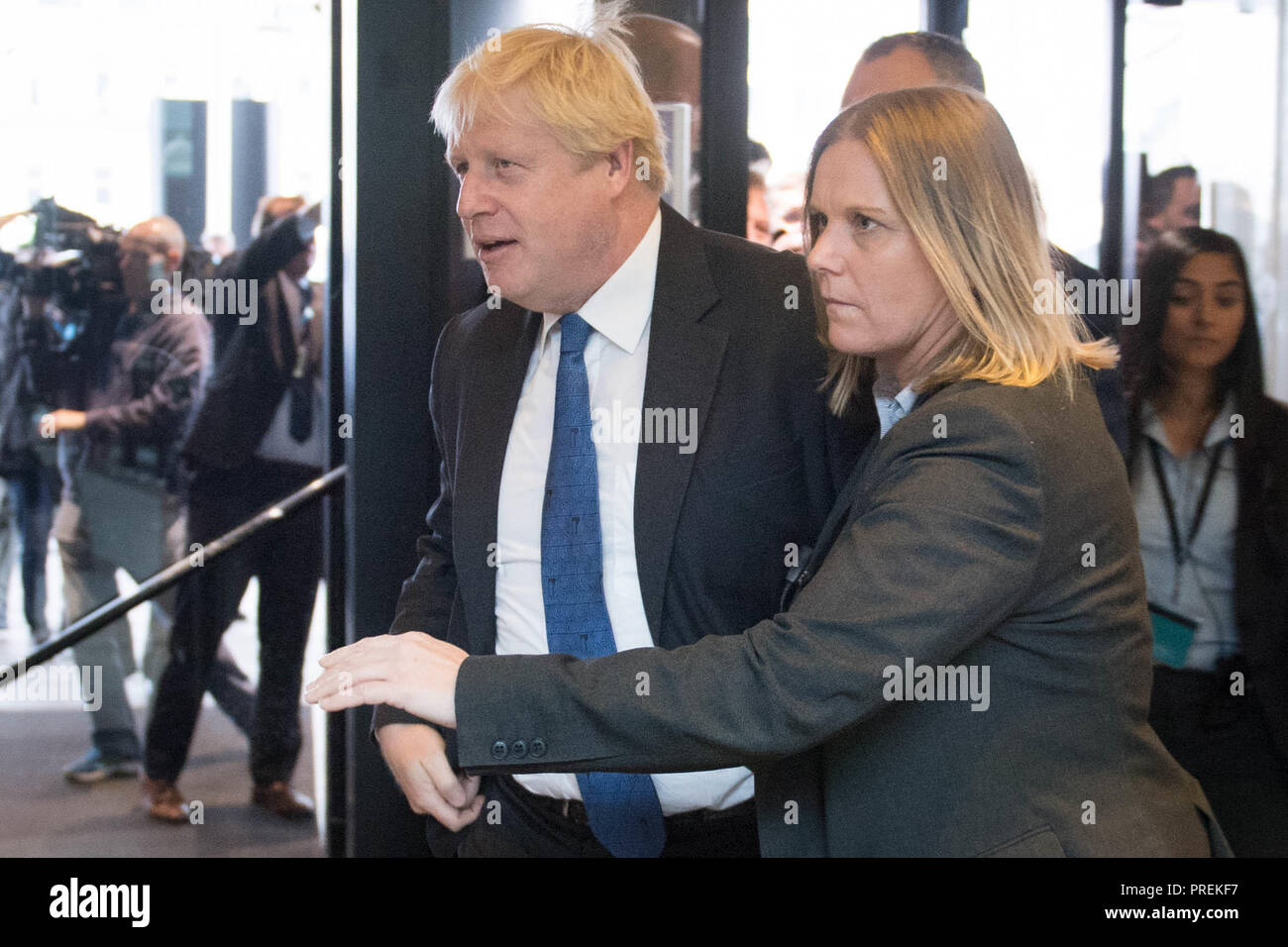 L'ancien ministre des Affaires étrangères, Boris Johnson arrive à la conférence annuelle du parti conservateur à l'International Convention Centre, Birmingham. ASSOCIATION DE PRESSE Photo. ASSOCIATION DE PRESSE Photo. Photo date : mardi 2 octobre 2018. Voir histoire de PA principal conservateur. Crédit photo doit se lire : Stefan Rousseau/PA Wire Banque D'Images