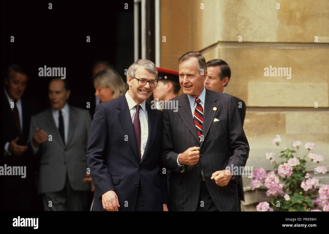 Au sommet économique du G 7 en Grande-Bretagne en juillet 1991 Photographie par Dennis Brack bb24 Banque D'Images