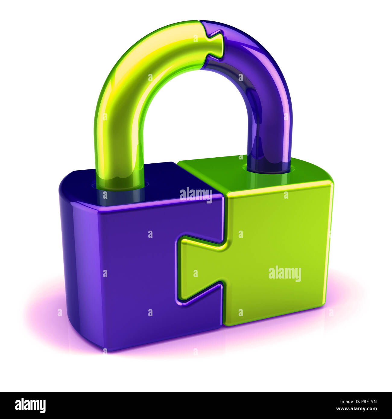 Résumé de sécurité cadenas puzzle penderie vert bleu. L'énigme de la protection de l'enigma, cryptage symbole concept. 3d illustration Banque D'Images