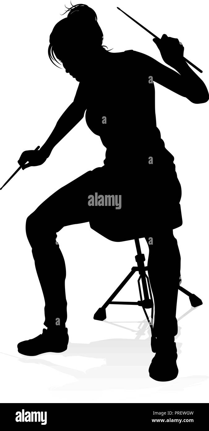 Silhouette batteur musicien Illustration de Vecteur