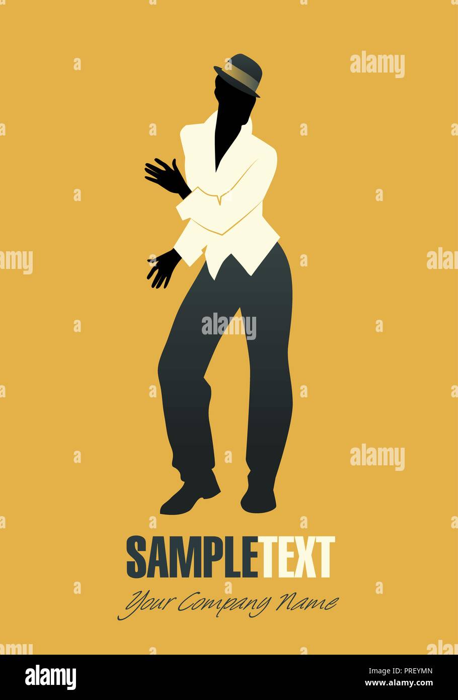 L'homme silhouette danser le jazz ou la musique latine. Vector illustration Illustration de Vecteur