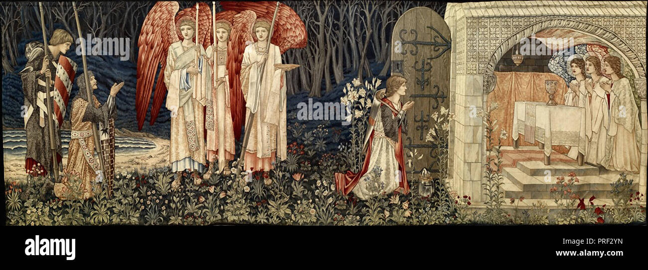 Burne-Jones Edward Coley - Quête du Graal VI - la réalisation - la vision du Saint Graal à Sir Sir Galahad Bors et Sir Percival Banque D'Images