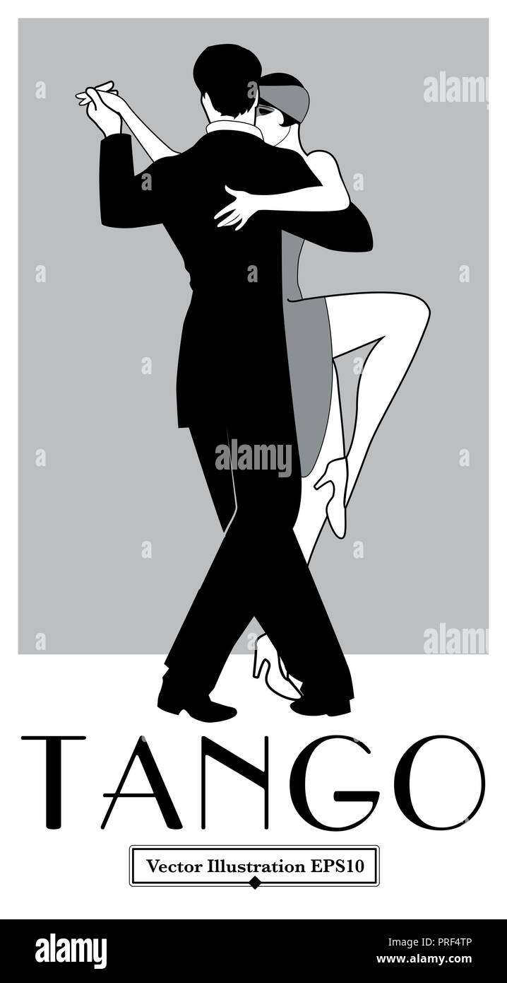 Tango 1920 Poster. Elegant couple dancing tango. Retro style Illustration de Vecteur