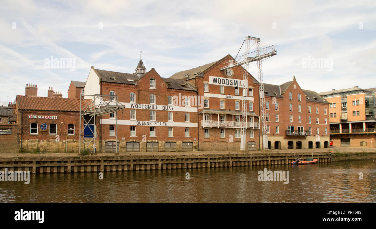Woodsmill Quay et Queens Staith York Banque D'Images