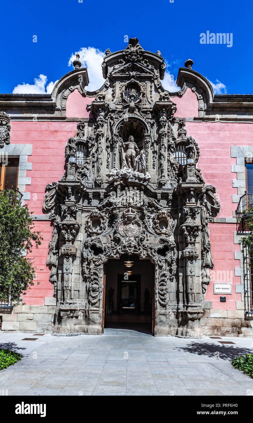 Grande entrée au Museo de Historia de Madrid, Calle de Fuencarral, centre-ville de Madrid, Espagne. Banque D'Images