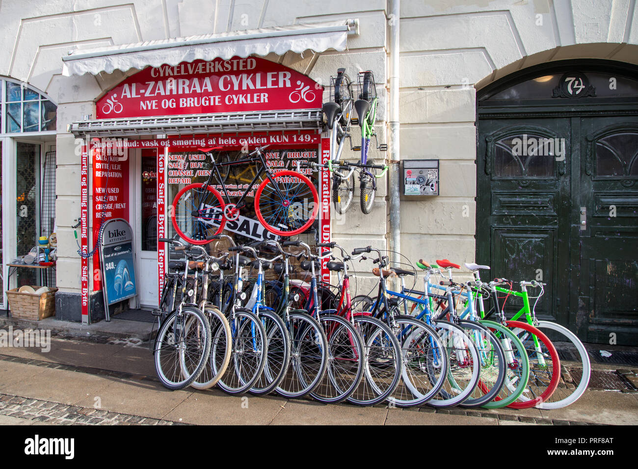 Magasin de vélos à Copenhague, Danemark Banque D'Images