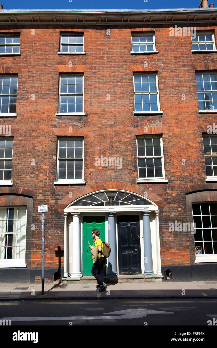 Maison mitoyenne de style géorgien en avant de St Giles Street, Norwich, Norfolk Banque D'Images