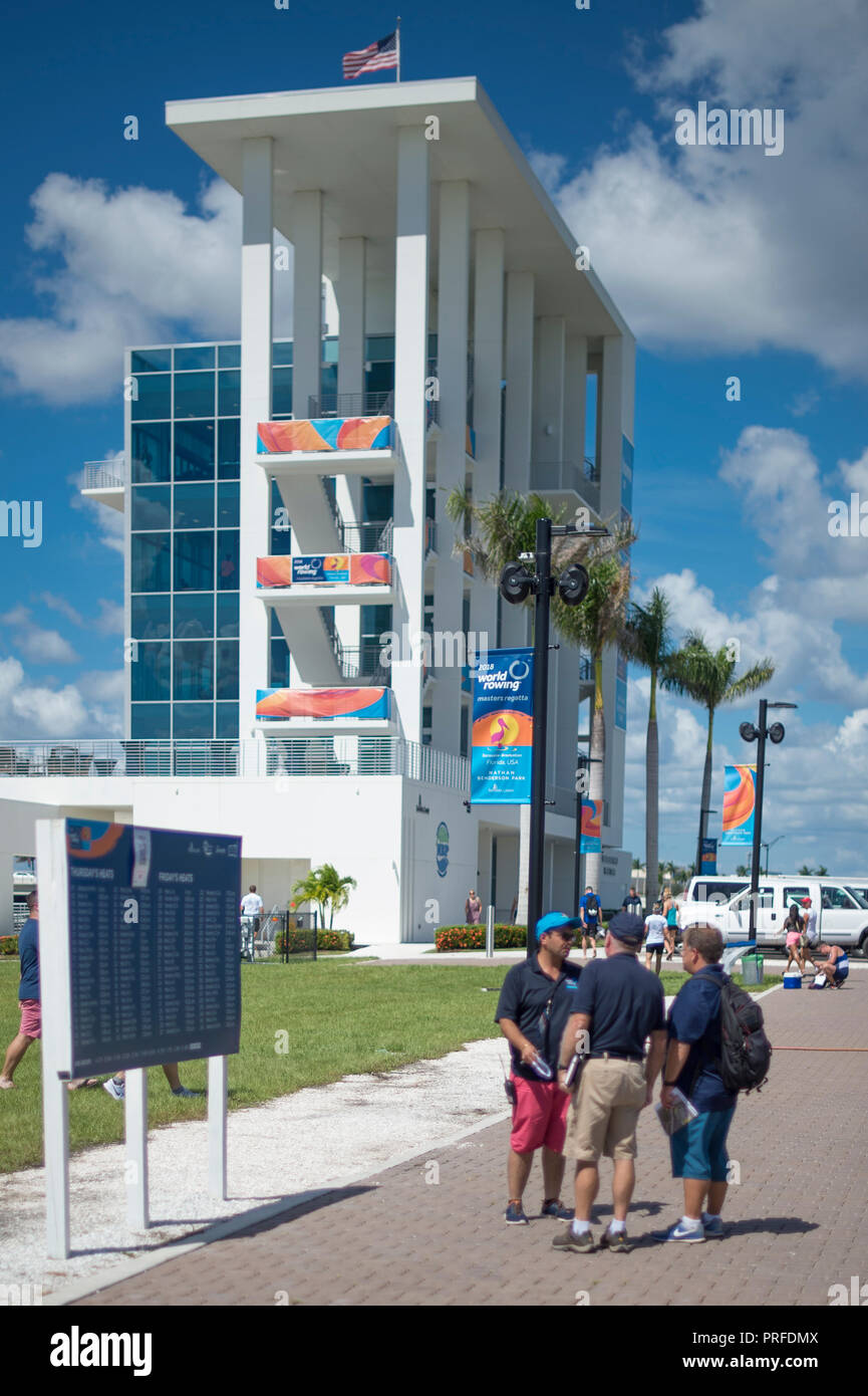 Sarasota, Floride, USA 29 septembre 2018. La tour d'arrivée, la FISA, aux Championnats du Monde Masters, © Peter SPURRIER Banque D'Images