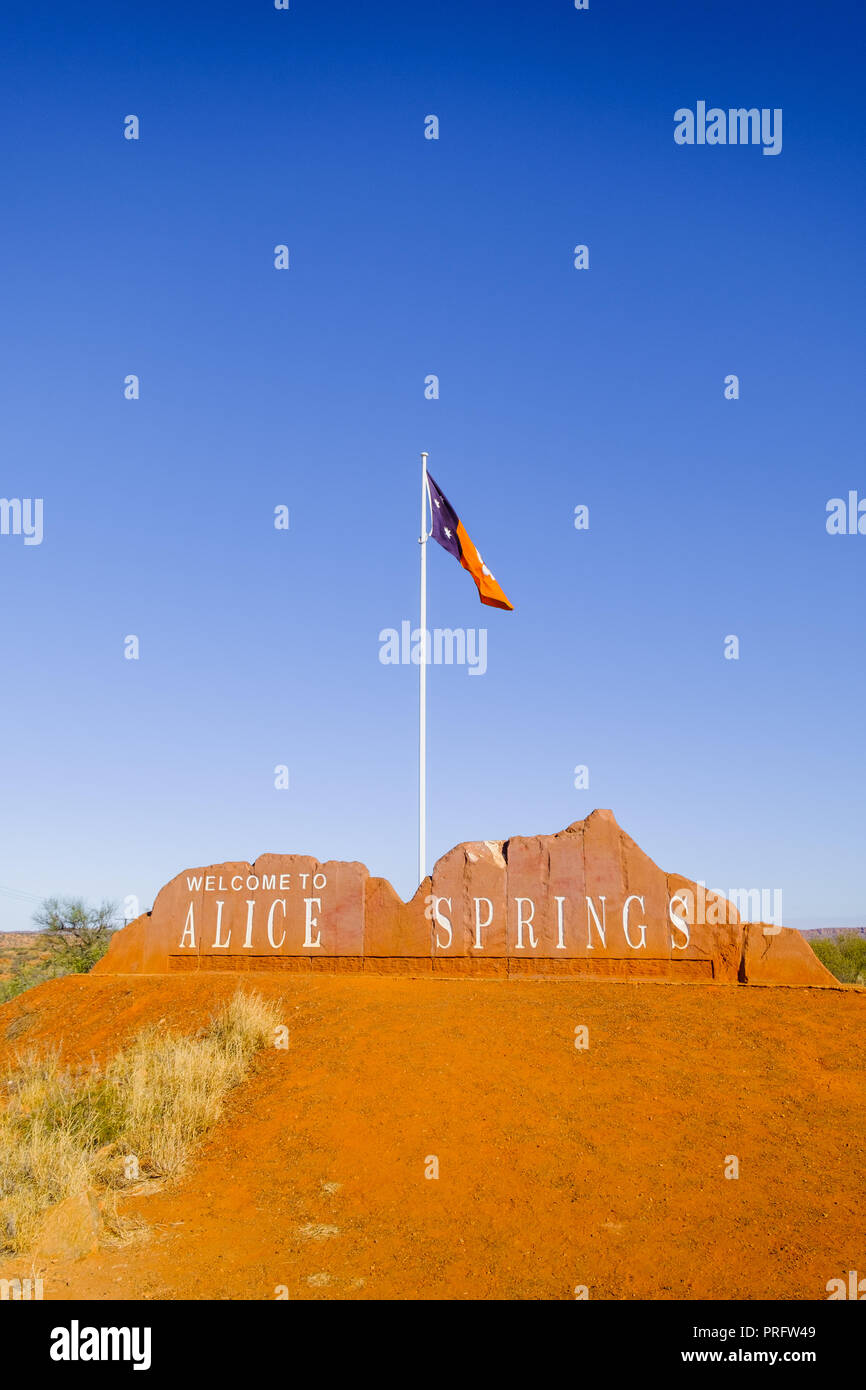Bienvenue sur Alice Springs, Australie signe Banque D'Images