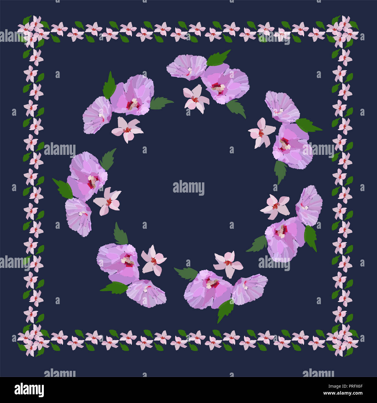 De belles fleurs et feuilles. Modèle floral pour impression textile, écharpe, châle. Vector illustration dans un style dessiné à la main. Banque D'Images