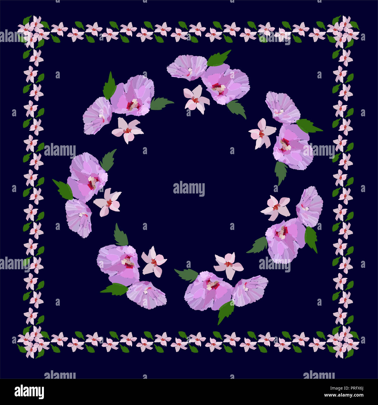 De belles fleurs et feuilles. Modèle floral pour impression textile, écharpe, châle. Vector illustration dans un style dessiné à la main. Banque D'Images