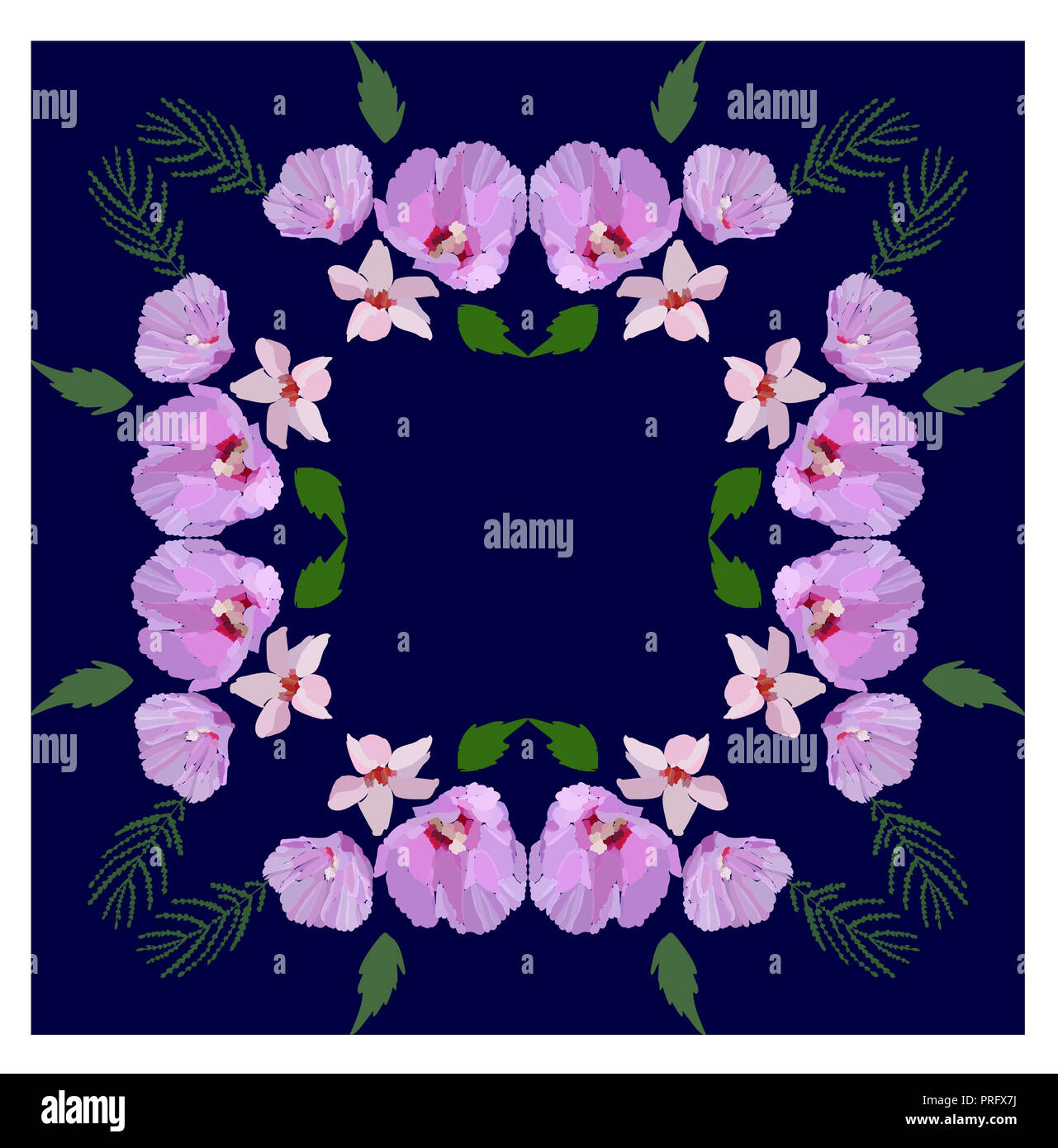 De belles fleurs et feuilles. Modèle floral pour impression textile, écharpe, châle. Vector illustration dans un style dessiné à la main. Banque D'Images