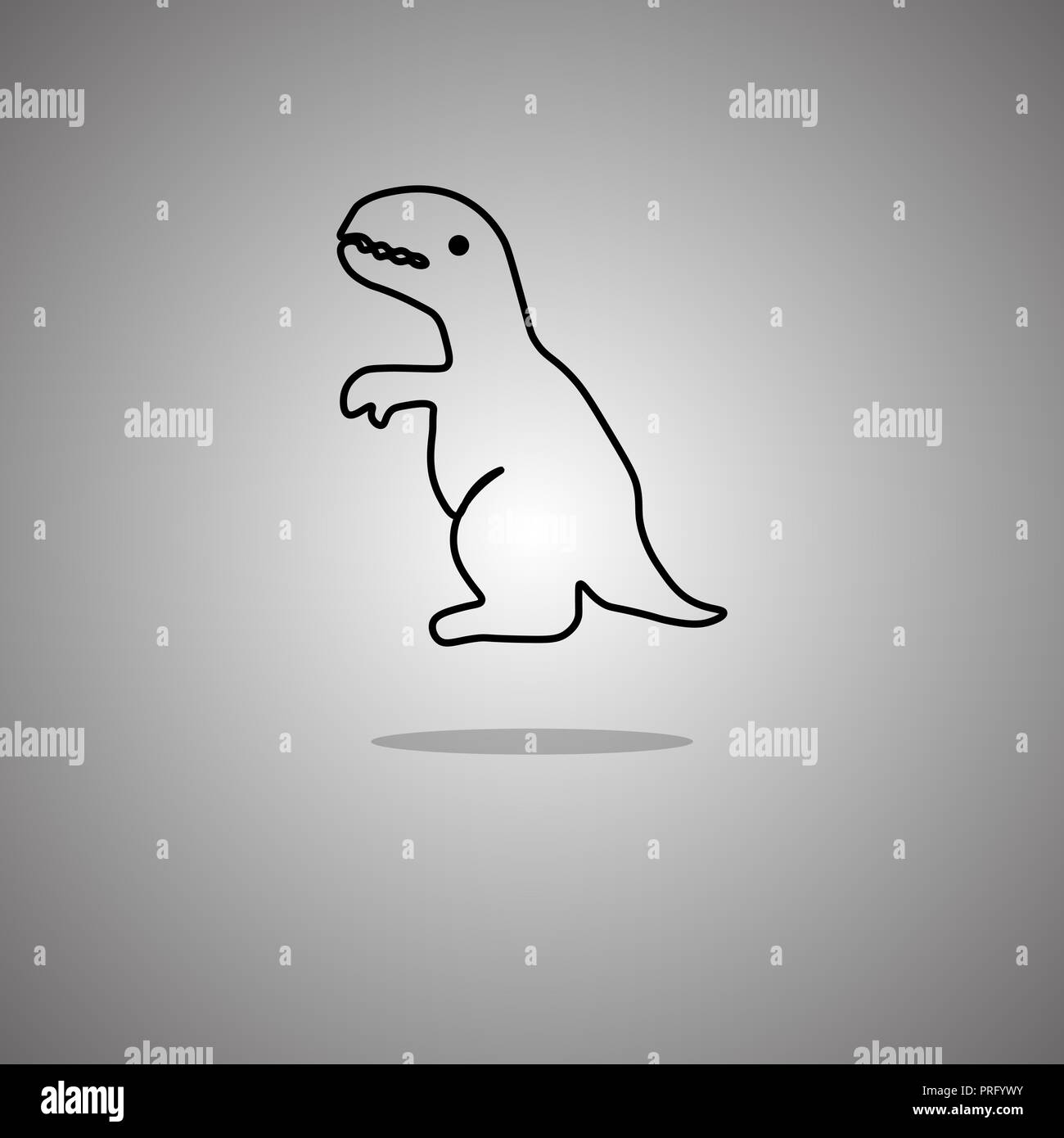 Dinosaure tyrannosaure sur fond gris avec un dégradé. Vector illustration. Illustration de Vecteur