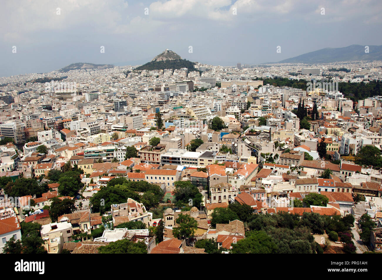 La Grèce. Athènes. Vue panoramique de la ville et sur le mont Lycabette. Banque D'Images