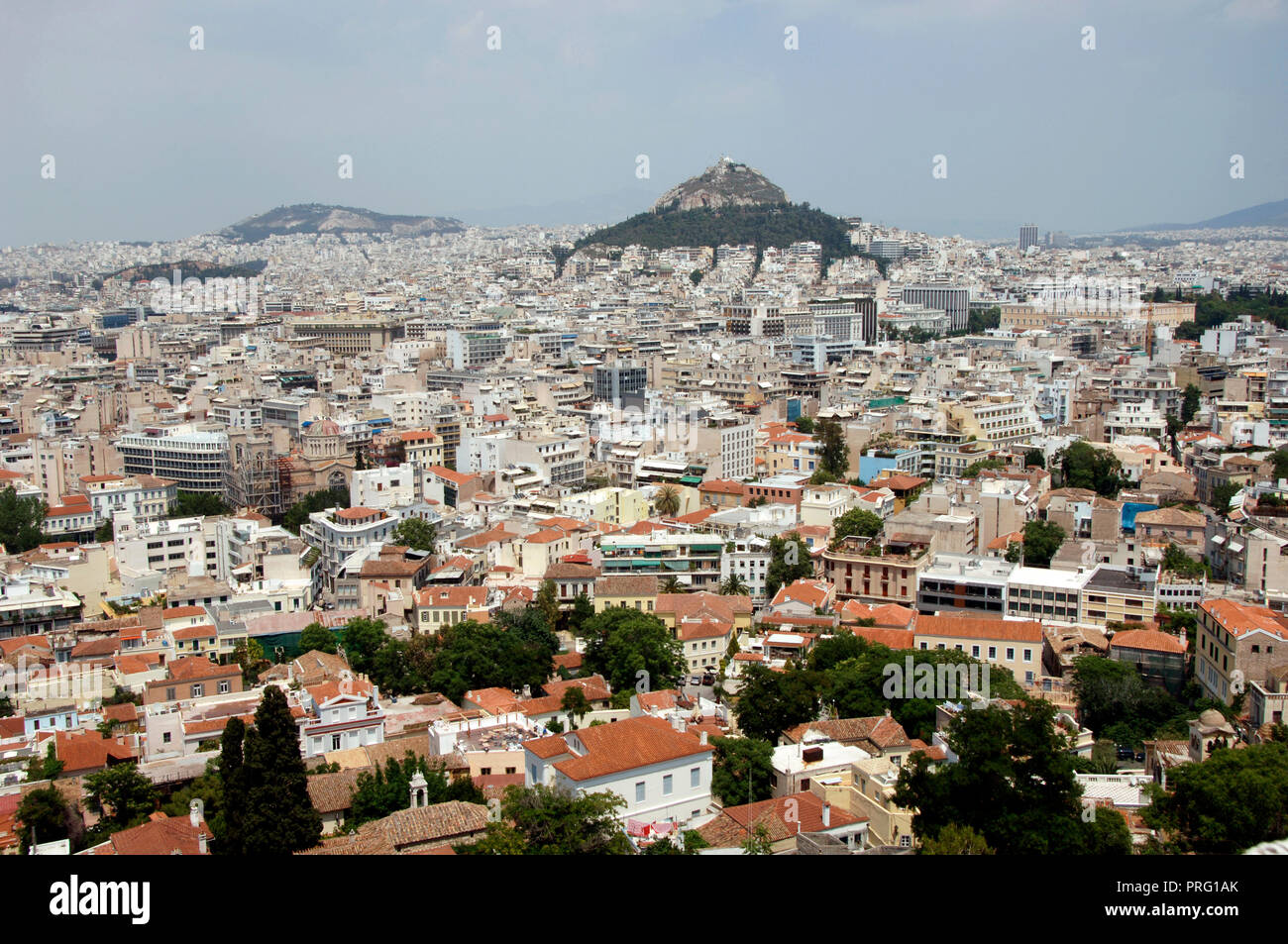 La Grèce. Athènes. Vue panoramique de la ville et sur le mont Lycabette. Banque D'Images