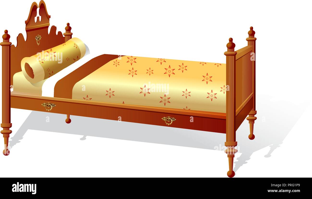 Illustration de l'ancien lit en bois sur fond blanc Image Vectorielle Stock  - Alamy
