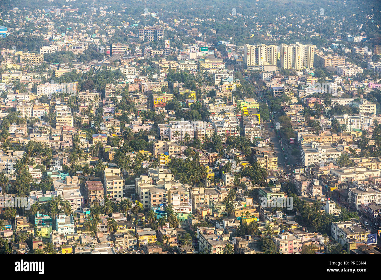 Vue aérienne sur zone résidentielle de Kolkata, Inde Banque D'Images