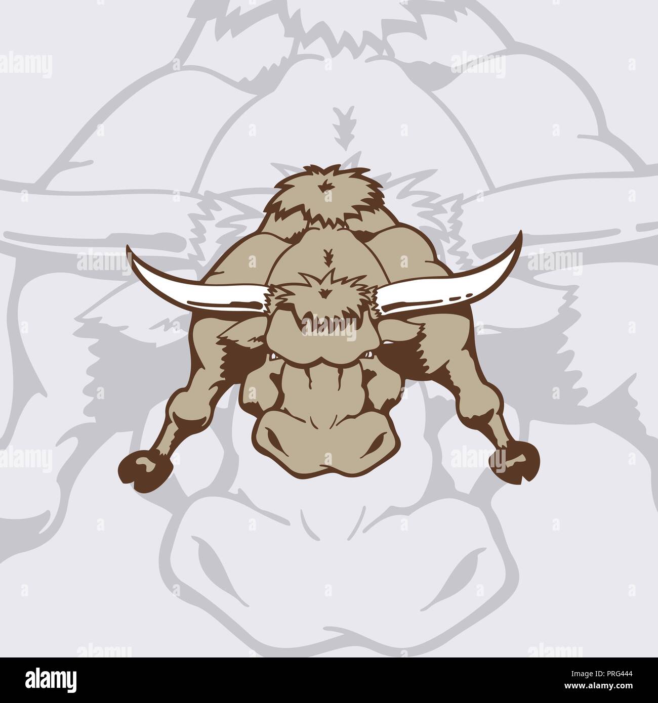 Caricature en colère et Bull. Illustration sur fond blanc de personnages de dessins animés Animaux Illustration de Vecteur