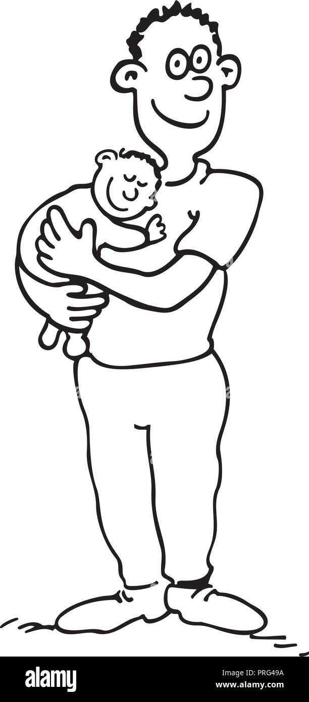 Illustration Line Drawing Father Child Banque D Image Et Photos Alamy