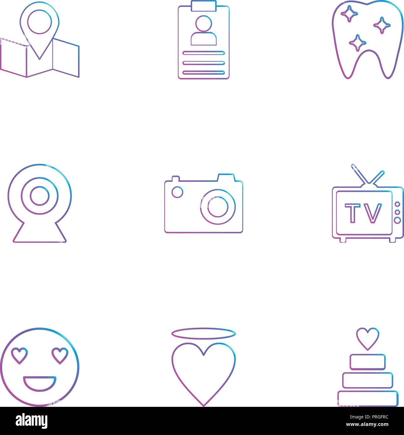 La Carte Navigation Dents Appareil Photo Plat Cœur Icone Gateau Emoji Scenario Design Television Collection Style Creatif Icones Image Vectorielle Stock Alamy