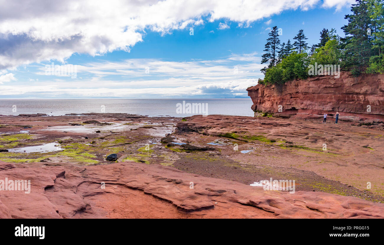 BURNTCOAT HEAD Park, Nova Scotia, CANADA - Personnes Voir baie de Fundy à marée basse. Site de Burntcoat est plus hautes marées du monde. Banque D'Images