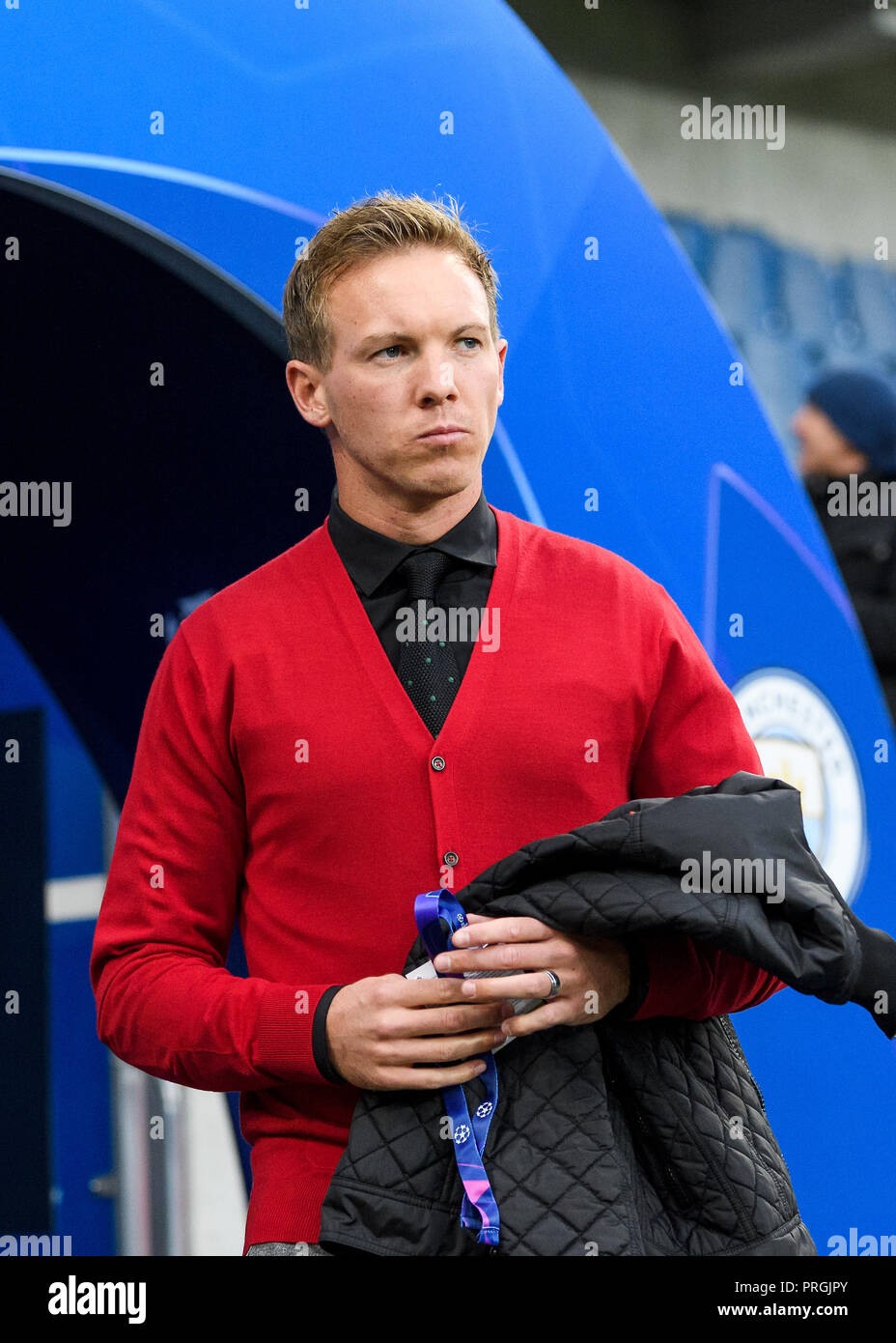 Julien Nagelsmann coach (TSG Hoffenheim). GES/football/Ligue des Champions Groupe F : TSG 1899 Hoffenheim - Manchester City, 02.10.2018 - Football/soccer Ligue des Champions Groupe F : TSG 1899 Hoffenheim vs Manchester City, Berlin, Oct 02, 2018 - Le monde d'utilisation | Banque D'Images