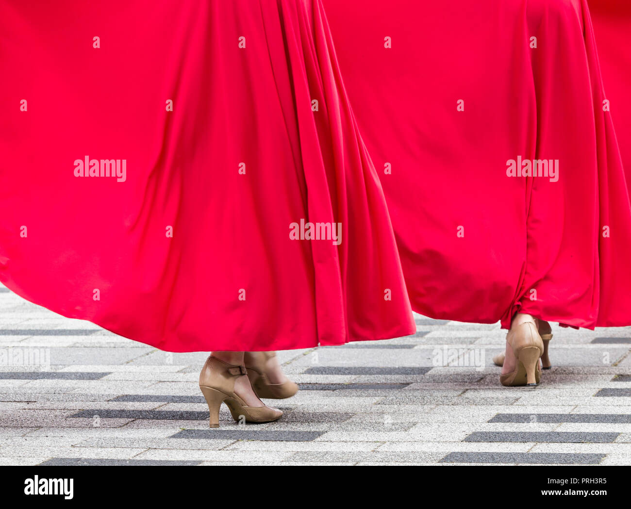 Flamenco dancer wearing red dress. Banque D'Images