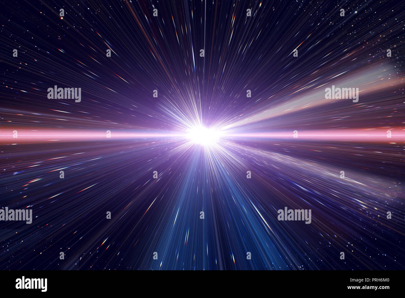La vitesse de la lumière voyage time warp voyage dans l'espace galaxie. Banque D'Images