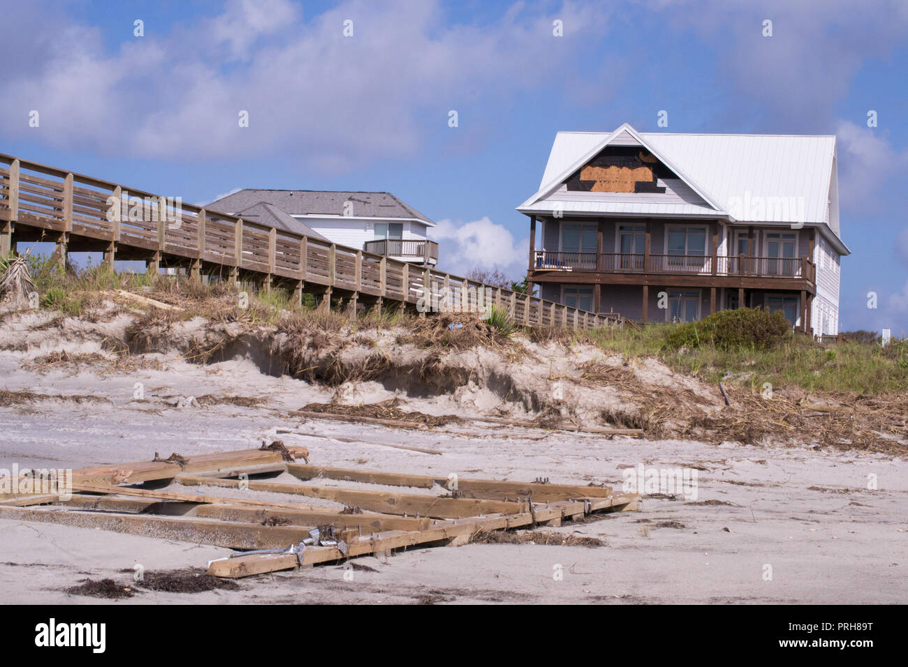L'ouragan Florence-après la tempête sur l'île d'Émeraude, Caroline du Nord Septembre 2018  Banque D'Images
