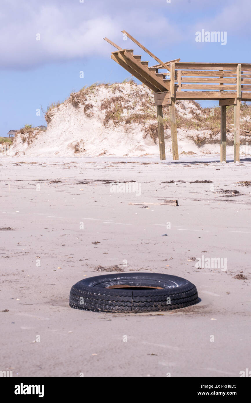 L'ouragan Florence-après la tempête sur l'île d'Émeraude, Caroline du Nord Septembre 2018  Banque D'Images