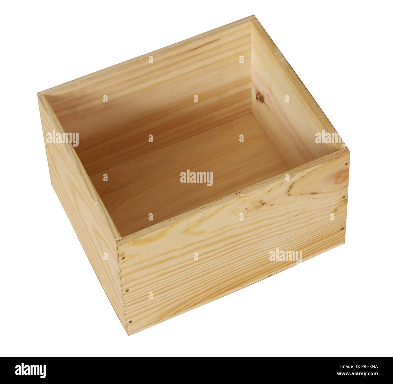Boîte vide en bois isolé sur fond blanc Banque D'Images