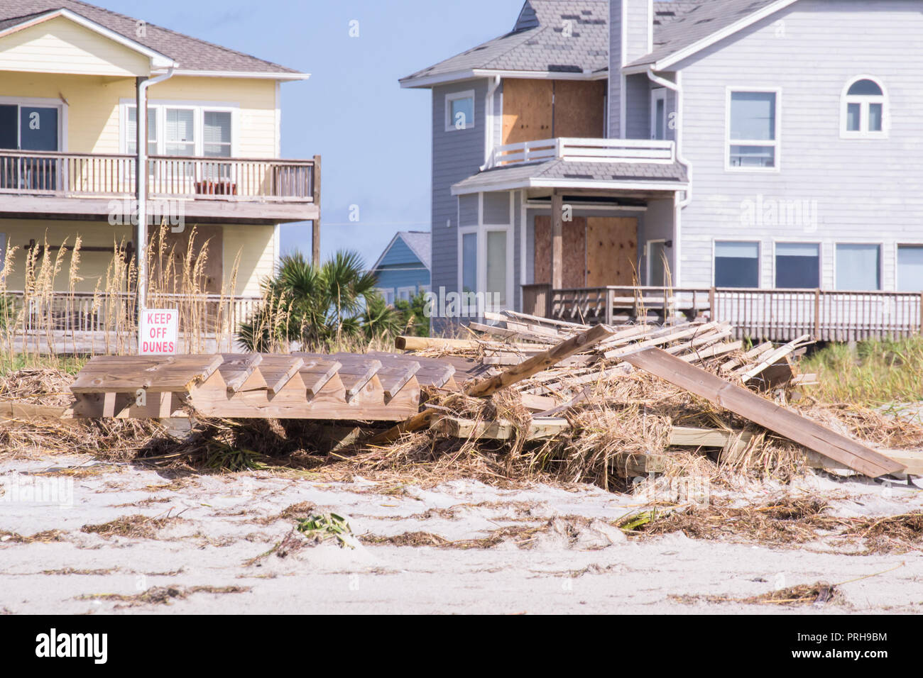 L'ouragan Florence-après la tempête sur l'île d'Émeraude, Caroline du Nord Septembre 2018  Banque D'Images