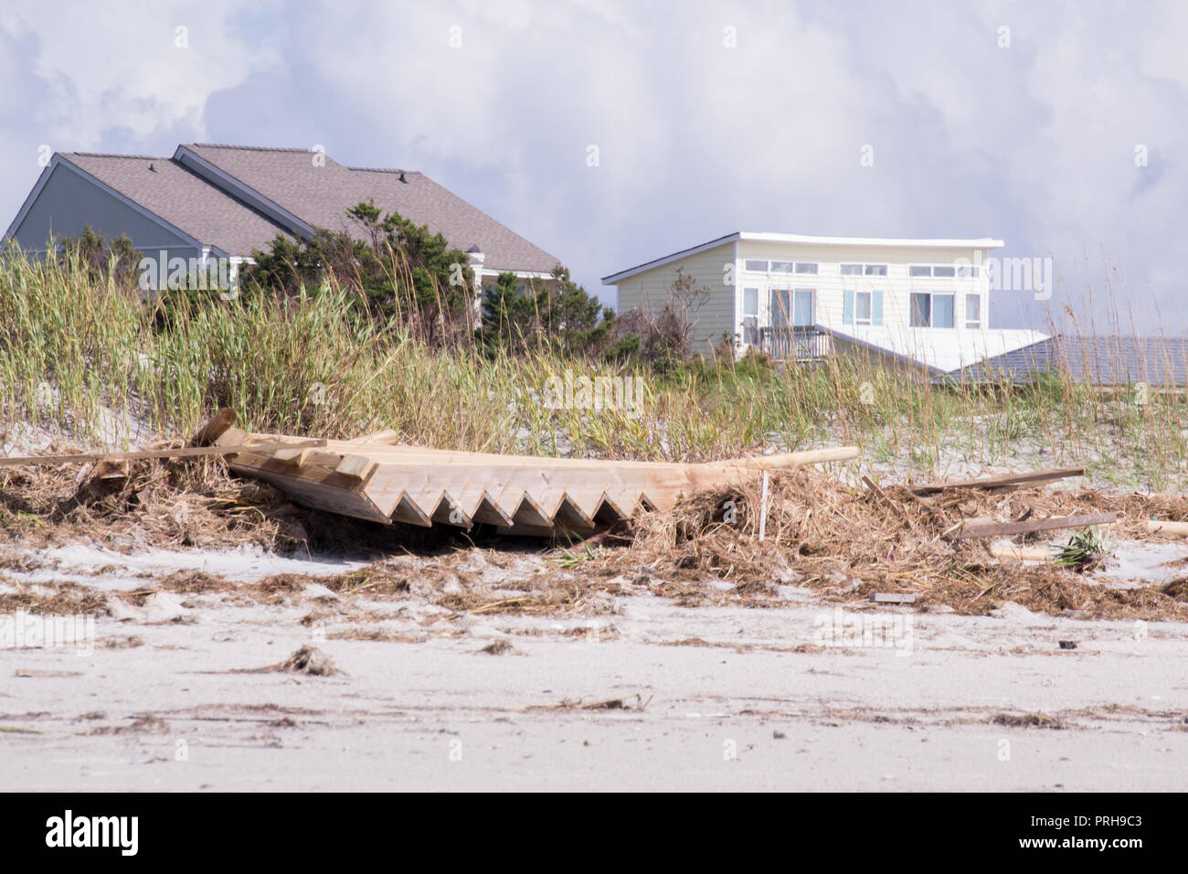 L'ouragan Florence-après la tempête sur l'île d'Émeraude, Caroline du Nord Septembre 2018  Banque D'Images